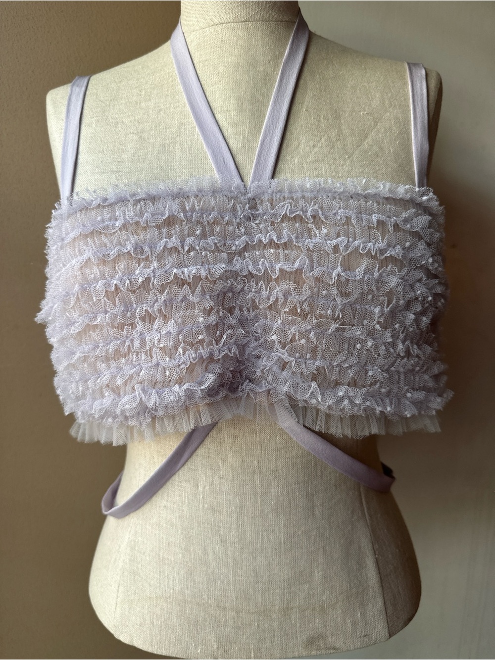 Jason Wu Lilac Ruffle Mesh Crop Top